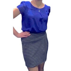 Speechless Semi formal dress size small royal blue gray round neck crisscross